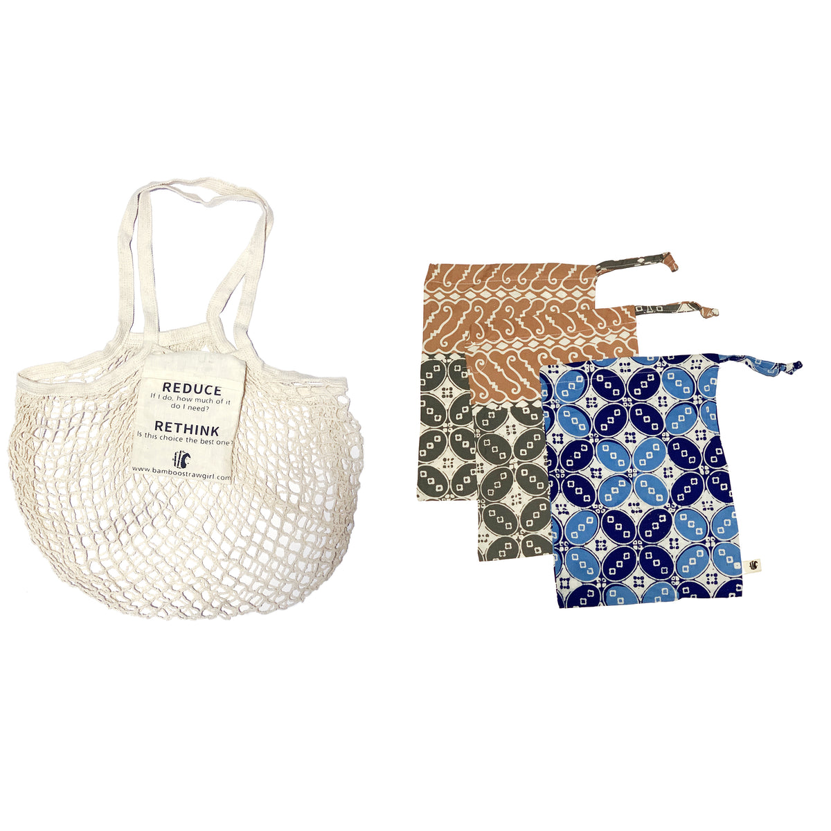 Foldable Cotton Mesh Bag – Bamboo Straw Girl