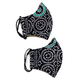 Batik Face Mask (Turquoise+Black Burst) (Roomy size)